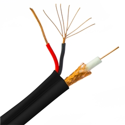 WholesaleCables.com 10X3-18222TF 500ft Bulk RG59 Siamese Coaxial/Power Cable Black Solid Core (Copper) Coax 18/2 (18 AWG 2 Conductor) Stranded Copper Power Pullbox