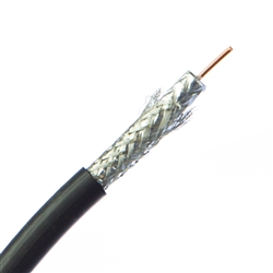 10X4-122TH 1000ft Quad Shielded Bulk RG6 Coaxial Cable Black 18 AWG Solid Core Pullbox