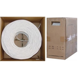 WholesaleCables.com 10X4-191TH 1000ft Quad Shielded Bulk RG6 Coaxial Cable White 18 AWG Solid Core Pullbox