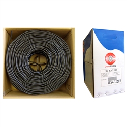 10X4-322TH 1000ft Bulk RG6U Coaxial Cable Black 18 AWG Solid Copper Core Copper Braid with 95% coverage 3 GHz Pullbox