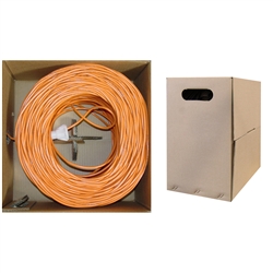 WholesaleCables.com 10X6-031TH 1000ft Bulk Cat5e Orange Ethernet Cable Solid UTP Pullbox
