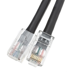 10X6-12201 1ft Cat5e Black Ethernet Patch Cable Bootless