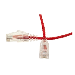 10X8-87103  3ft Slim Cat6 Ethernet Patch Cable Snagless Boot RED