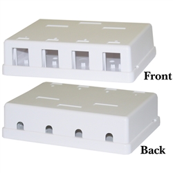 WholesaleCables.com 300-3144E Blank Surface Mount Box for Keystones 4 Hole White