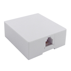 WholesaleCables.com 300-66FF-WH Phone Surface Mount Jack White RJ11 / RJ12 Data / Voice 6P6C (6 Pin 6 Conductor)