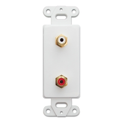 301-2002 Decora Wall Plate Insert White RCA Stereo Couplers (Red/White) 2 RCA Female