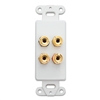 301-4002 Decora Wall Plate Insert White 4 Banana Plug Binding Posts For 2 Speakers