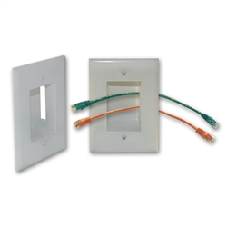 WholesaleCables.com 301-490WH Wall Plate White Recessed for Easy Pass Through of Low Voltage Cable Slim Fit