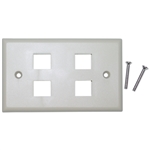 WholesaleCables.com 301-4K Keystone Wall Plate Beige 4 Hole Single Gang