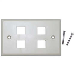 WholesaleCables.com 301-4K Keystone Wall Plate Beige 4 Hole Single Gang