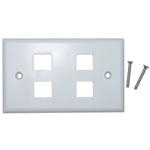 301-4K-W Keystone Wall Plate White 4 Hole Single Gang