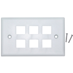 WholesaleCables.com 301-6K-W Keystone Wall Plate White 6 Hole Single Gang