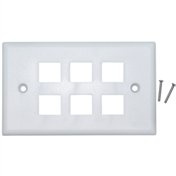 WholesaleCables.com 301-6K-W Keystone Wall Plate White 6 Hole Single Gang