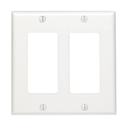 WholesaleCables.com 302-2-W Decora Wall Plate White 2 Hole Dual Gang