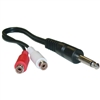 30S1-16260 6inch 1/4 inch Mono Phone to Dual RCA adapter 1/4 Mono Male to Dual RCA Female