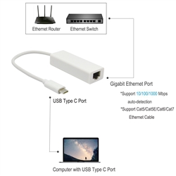 30U3-30010 USB-C 3.1 to Gigabit (10/100/1000Mbps) Ethernet Adapter white