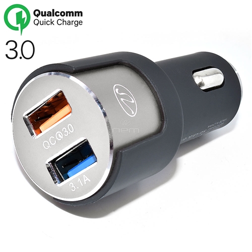 WholesaleCables 30W1-71200 2-port USB fast Car Charger, 3.1A, 1x Qualcomm  QuickCharge3