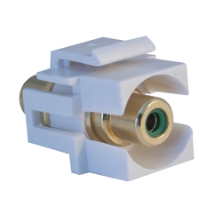 WholesaleCables.com 324-220WG Keystone Insert White Recessed RCA Female Coupler (Green RCA)