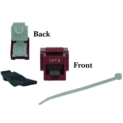WholesaleCables.com 327-120RD Cat6 Keystone Jack Red Toolless RJ45 Female