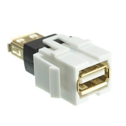 333-120 Keystone Insert White USB 2.0 Type A Female Coupler Gold Plated