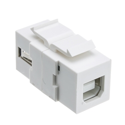 333-310 Keystone Insert White USB 2.0 Type A Female To Type B Female Adapter (Reversible)
