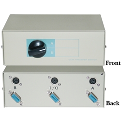 WholesaleCables.com 40H1-07402 AB 2 Way Switch Box HD15 (VGA) Female and MiniDin6 (PS/2) Female