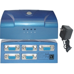 WholesaleCables.com 42H1-414VS Electronic VGA Switch Box Blue 4 PC to 1 Monitor VGA / HD15