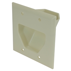 45-0002-LA 2-Gang Recessed Low Voltage Cable Plate, Lite Almond