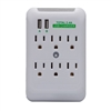 50W1-30101 6-Outlet Surge Wall Tap w/ 2x USB A Charge Ports 2.4A Total