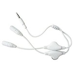 WholesaleCables.com Green Connection White Headphone Splitter with Separate Volume Controls