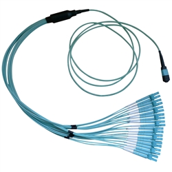 WholesaleCables.com MPLC-32003 3 meter Plenum Fiber Optic Cable 100 Gigabit Ethernet CFP/CXP 100GBase-SR10 to MTP(MPO)/LC (10 Duplex LC) 24 inch Breakout Cable OM3 50/125