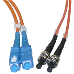 WholesaleCables.com SCST-11101 1meter 3.3ft Fiber Optic Cable SC / ST Multimode Duplex 62.5/125