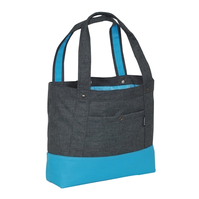 #1002TB-CHARCOAL/BLUE Wholesale Stylish Tablet Tote Bag - Case of 30 Tote Bags