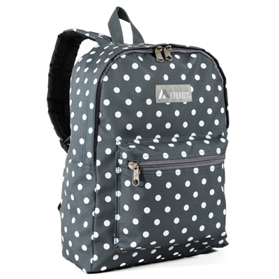 #1045KP-GRAY/WHITE DOT Wholesale Basic Pattern Backpack - Case of 30 Backpacks