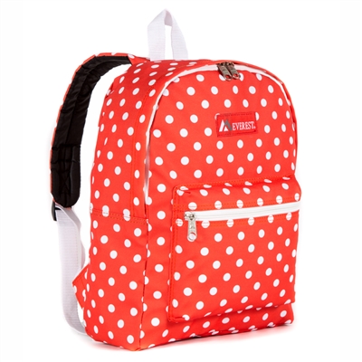 #1045KP-TANGERINE/WHITE DOT Wholesale Basic Pattern Backpack - Case of 30 Backpacks