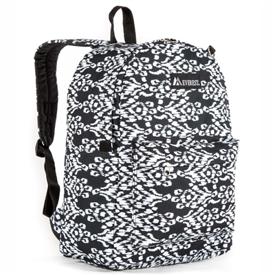 #2045P-BLACK/WHITE IKAT Wholesale Classic Pattern Backpack - Case of 30 Backpacks