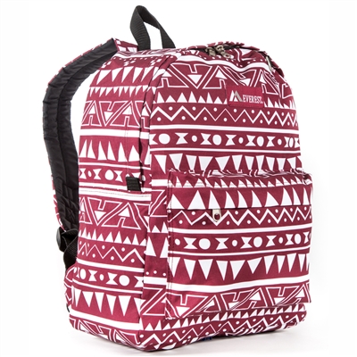 #2045P-BURGUNDY/WHITE ETHNIC Wholesale Classic Pattern Backpack - Case of 30 Backpacks