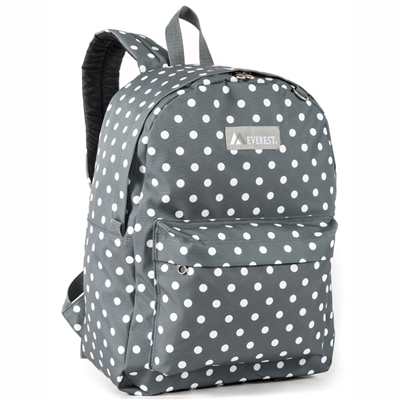 #2045P-GRAY/WHITE DOT Wholesale Classic Pattern Backpack - Case of 30 Backpacks