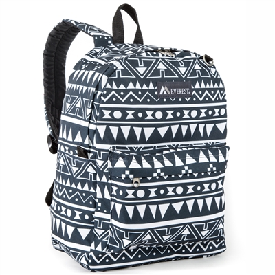 #2045P-NAVY/WHITE ETHNIC Wholesale Classic Pattern Backpack - Case of 30 Backpacks