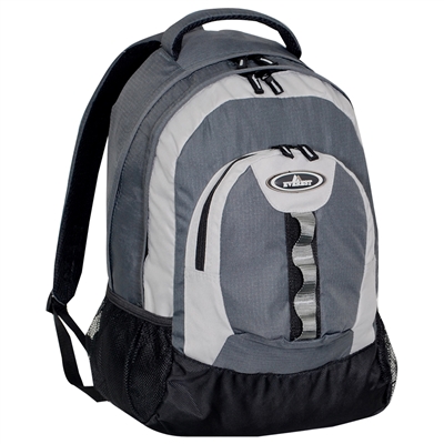 #3045DL-CHARCOAL/GRAY/BLACK Wholesale Deluxe Backpack with Multiple Compartments - Case of 30 Backpacks