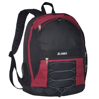 #3045SH-BURGUNDY Wholesale Two-Tone Backpack - Case of 30 Backpacks