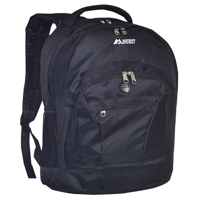 #4045CD-BLACK Wholesale Double Compartment Backpack - Case of 30 Backpacks