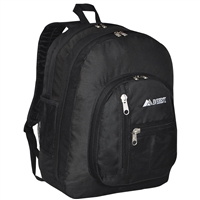 #5045-BLACK Wholesale Double Main Compartment Backpack - Case of 30 Backpacks