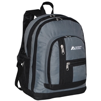 #5045-DARK GRAY Wholesale Double Main Compartment Backpack - Case of 30 Backpacks