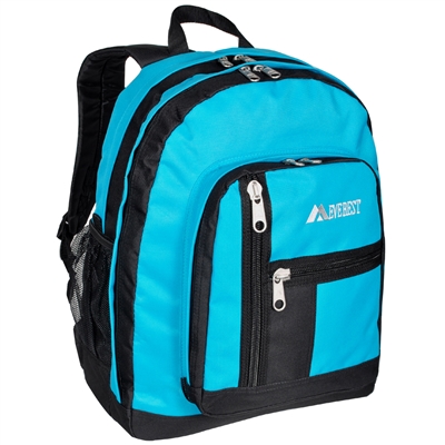 #5045-TURQUOISE Wholesale Double Main Compartment Backpack - Case of 30 Backpacks