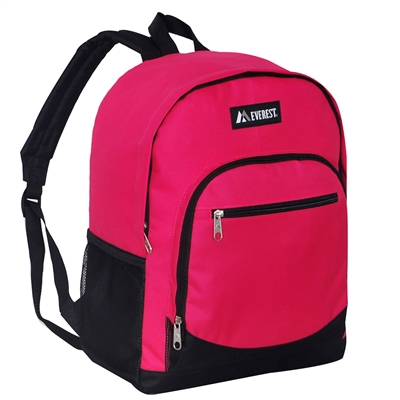 #6045-HOT PINK Wholesale Backpack with Side Mesh Pocket - Case of 30 Backpacks
