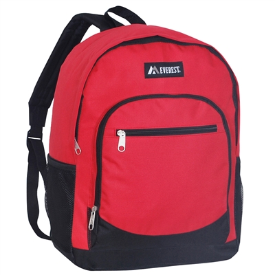 #6045-RED Wholesale Backpack with Side Mesh Pocket - Case of 30 Backpacks