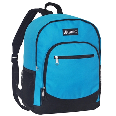 #6045-TURQUOISE Wholesale Backpack with Side Mesh Pocket - Case of 30 Backpacks