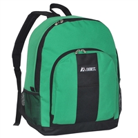 #BP2072-EMERALD GREEN Wholesale Backpack with Front & Side Pockets - Case of 30 Backpacks