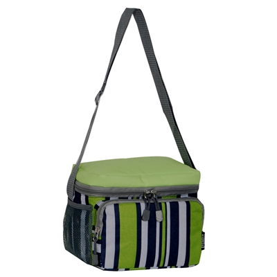 #CB6P-LIME/NAVY STRIPE Wholesale Cooler / Lunch Pattern Bag - Case of 20 Lunch Bags